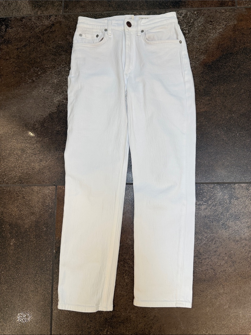 Rag & Bone White High-Rise Straight Jeans Zip Fly Never Worn